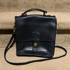Coach black leather crossbody handbag
